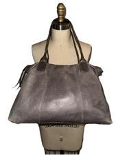 Hobo The Original Gray Leather Medium Shoulder Bag