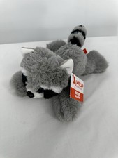Wild Republic Raccoon Plush Realistic 9  Stuffed Animal Laying Down Gray NWT