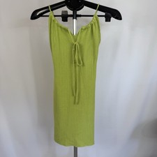 Forever 21 Knit Midi Dress Womens Small Lime Green Tie Front Sleeveless