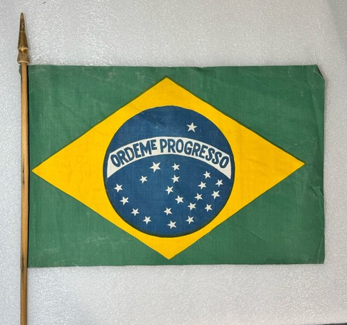 Vintage Flag of Brazil 1940s Pre-1960 21-Star Muslin Cotton Ordem e Progresso