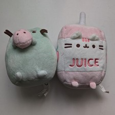 Pusheen Soft Toy Plushes - Green Pusheenosaurus Dinosaur and Pink Juice Box