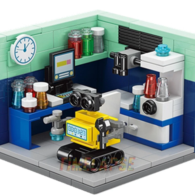 MARKENLOS Klemmbausteine Set | 166 Teil MOC Roboter Labor Bausatz | Technik Werkstatt