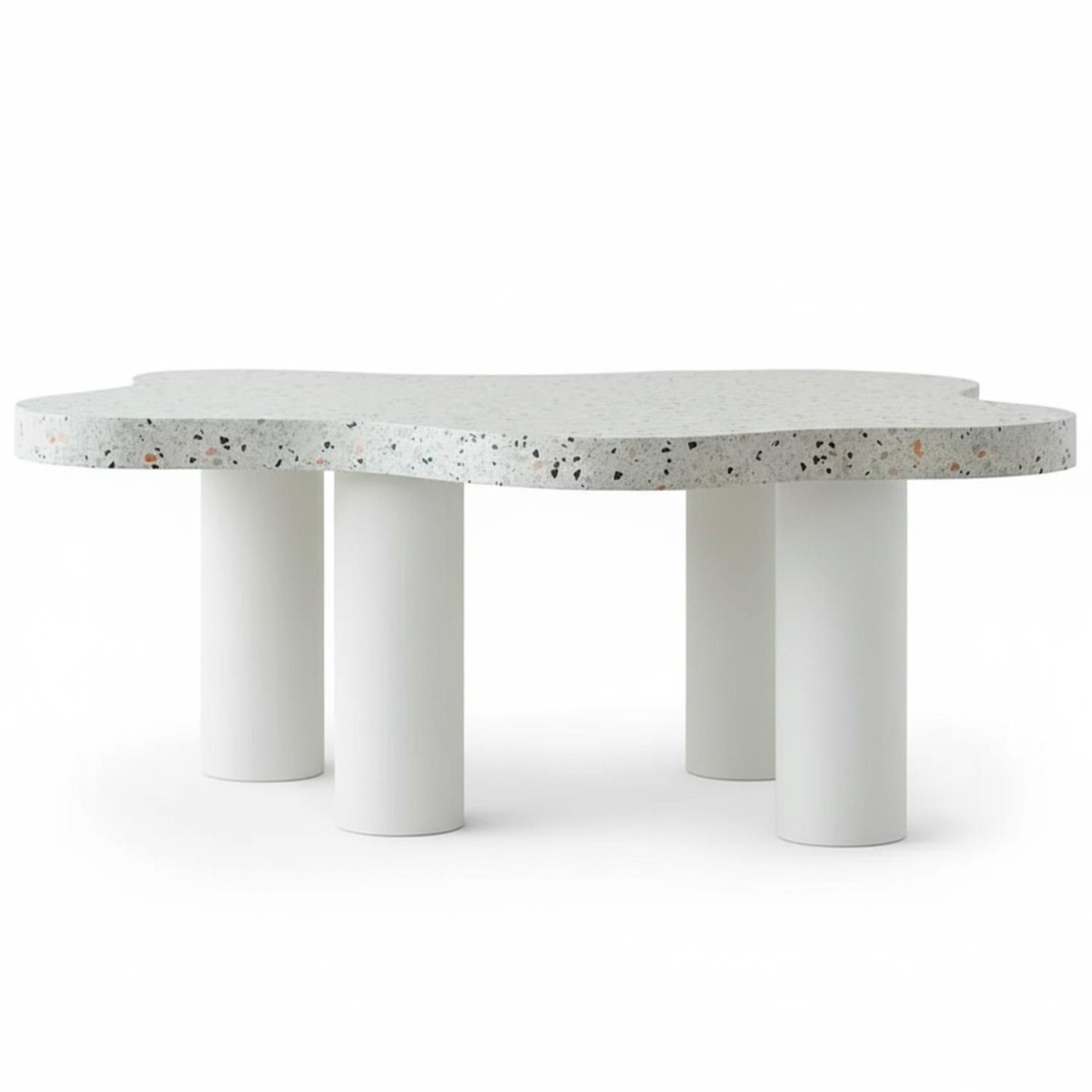 Table basse effet terrazzo Nuage 100cm gris clair antitache pour grand salon - 2