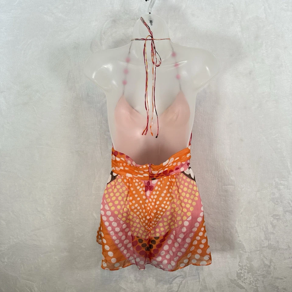 Vintage Milly of New York Top Womens 6 Dotted Silk Halter Tank Y2K 90s Beaded - Image 3 of 4