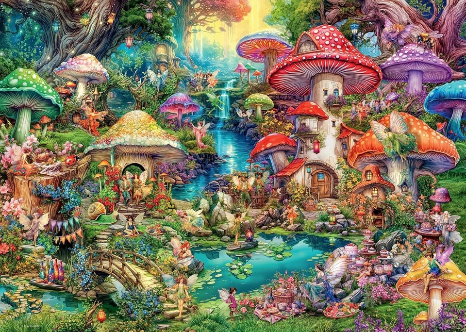 Merry Mushroom Village Puzzle 1000 Piece Ravensburger Jigsaw Puzzle - Image 2 of 4