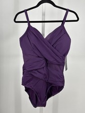 MiracleSuit Mystique One Piece Swimsuit Womens 14 Purple Body Shaping Beach NWT
