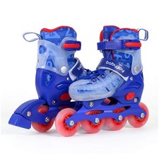 Kids Inline Skates for Boys Girls, 4-Size Adjustable Illuminating Roller Skates