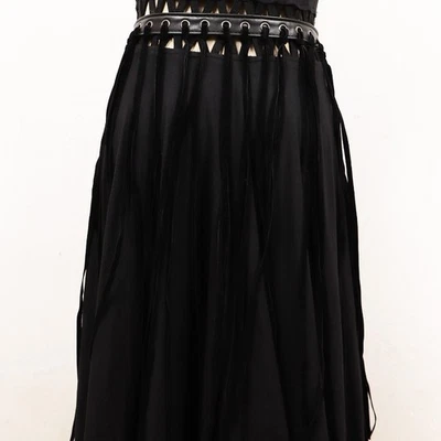 Damen Kunstleder Samt Quasten Gürtel Schwarz Damen Bund Gothic für Kleid - Bild 1 von 4