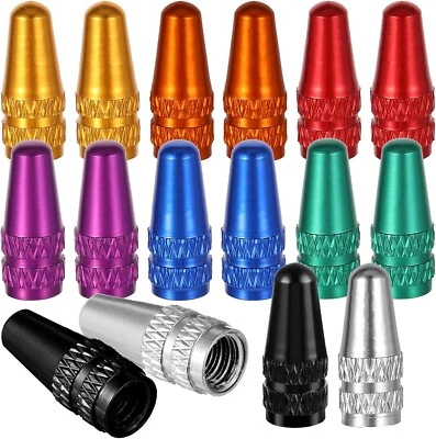 8 Colors Presta Valve Cap 2/16 Pack Aluminum Anodized Bike Valve Stem Cap Black