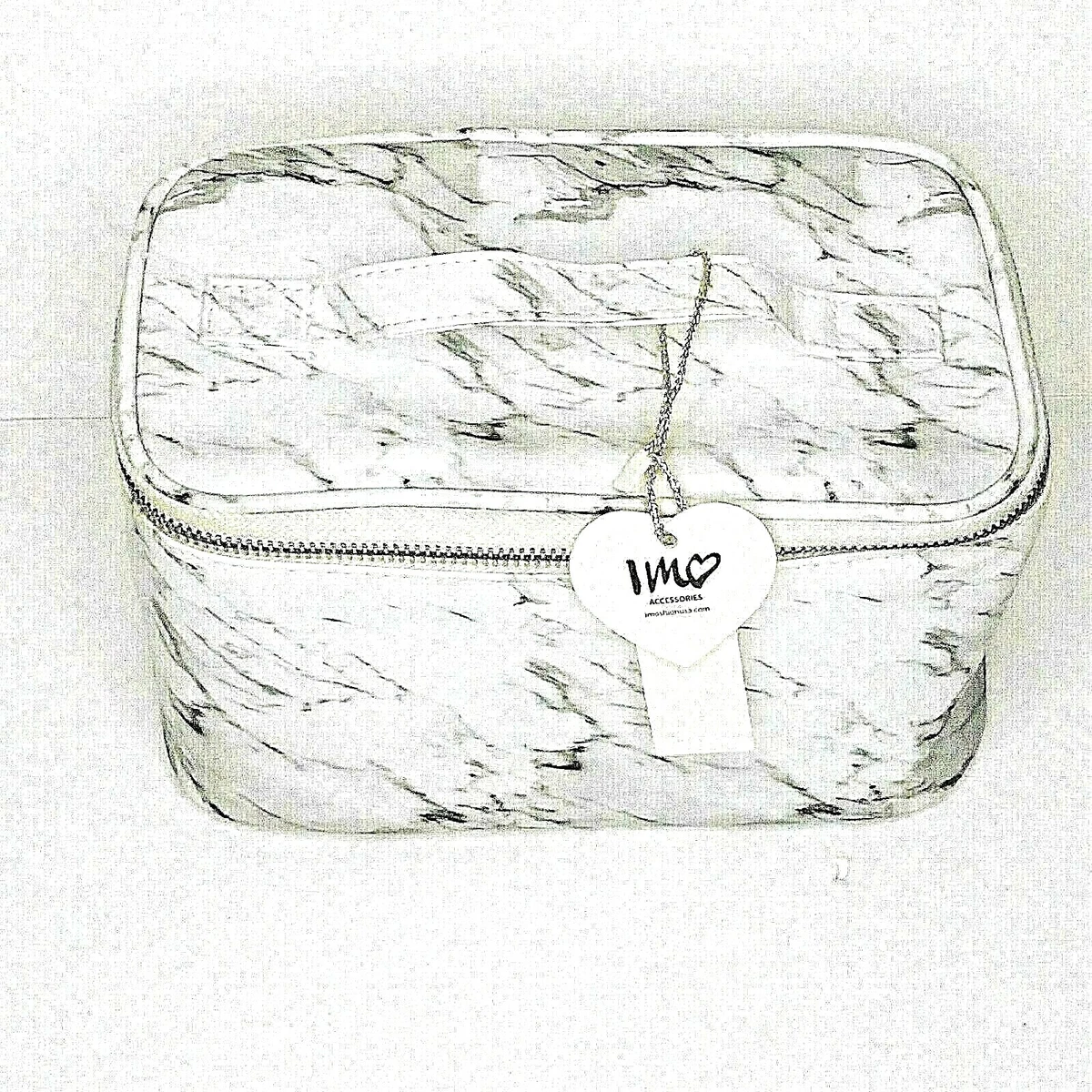 IMO Imoshion Full Size Cosmetic Makeup Bag Marble Design Copper Coated Zipper