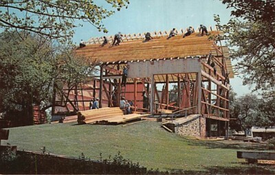 Postcard PA: Amish Barn Raising, Heart of Amishland, Pennsylvania
