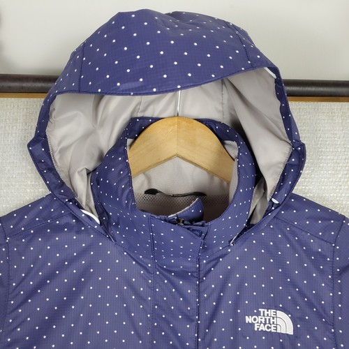 NORTH FACE Womens Size XS Waterproof Polka Dot Jacket Stow Hood DryVent Rain - Picture 3 of 16