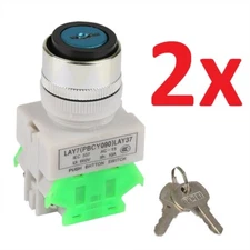 2 Pieces 2x 22MM On/Off Locking Key Switch Security Lock Keyed Power Ignition A6