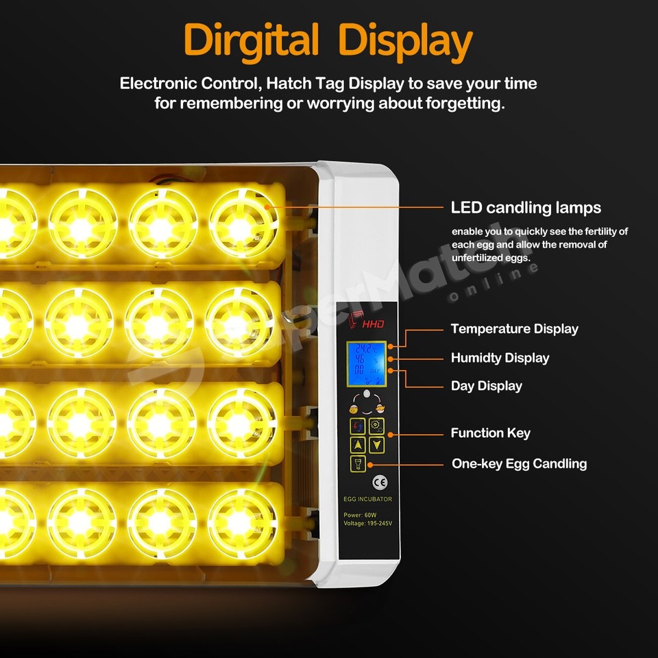 24 Egg Incubator Hatching Chicken Pigeon Quail Eggs Egg Candling