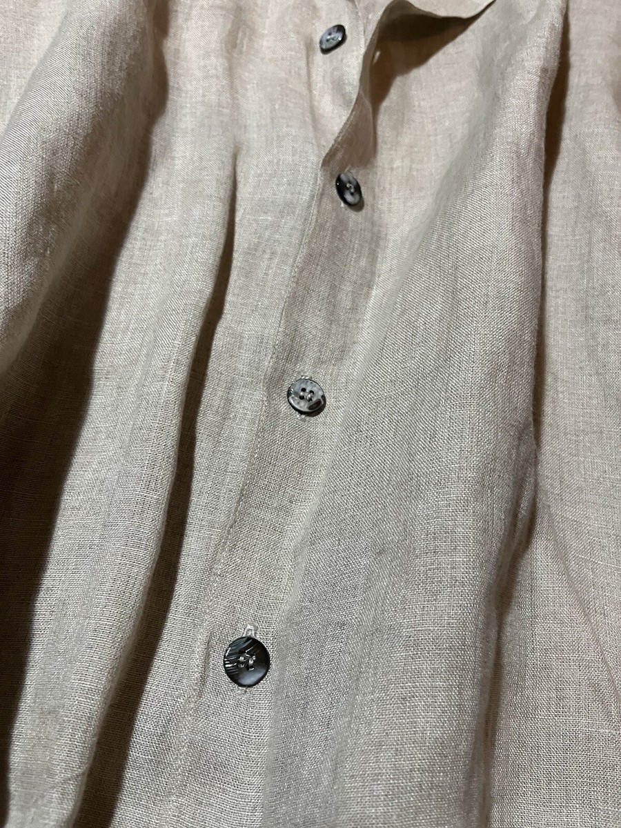 ジャケット・アウター SHIRIN GUILD stand collar jacket linen SHIRIN GUILD Linen Boxy Artist Lagenlook Coat Jacket Wheat Buttons