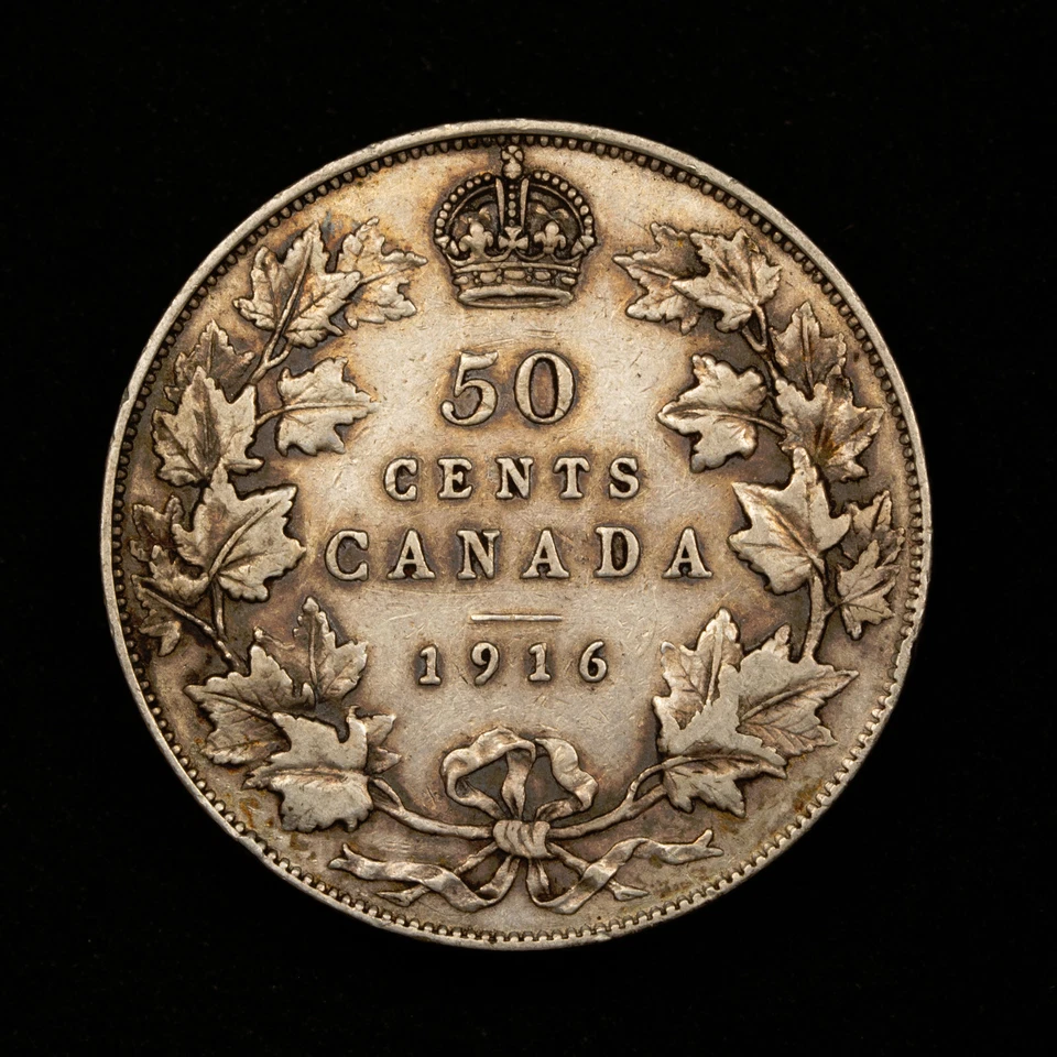 1916 50c Canada Silver Fifty Cents .3456 oz ASW - F/VF - KM 25 - SKU-F3665 - Image 3 of 4