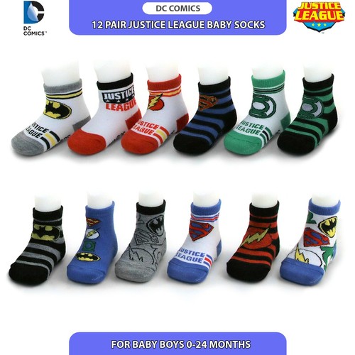 DC Comics Assorted Superhero Characters 12 Pair Socks Set, Baby Boys, Age 0-24M - Picture 43 of 49