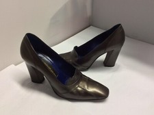 DONA KARAN DKNY Metallic Brown Block Heels Pumps Size 8 B