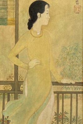 Mai Trung Thu oil on Canvas rare painting signed