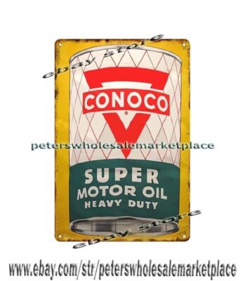 conoco motor oil auto gas service metal tin sign room decoration restaurant pub