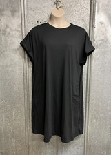 Shein Curve Black T-Shirt Dress WITH POCKETS, Knee Length, Cuffed Sleeves, 2XL
