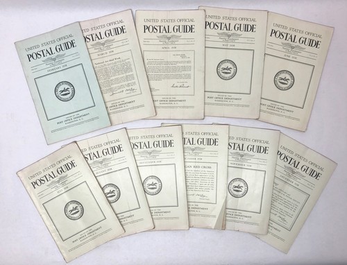 (Lot Of 11) Vtg 1938 United States Official Postal Guide, Feb-Dec