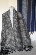 lot 2 Pashmina silk scarf wrap shawl oblong rectangle 70x27 animal floral MINT