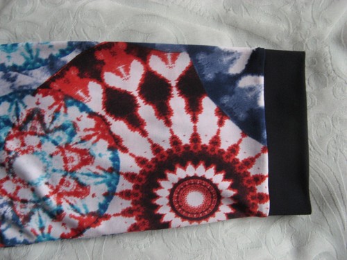 Bassini tie-dye print stretch jersey top in blue/turquoise/red/white Size 14 VGC - Picture 7 of 13