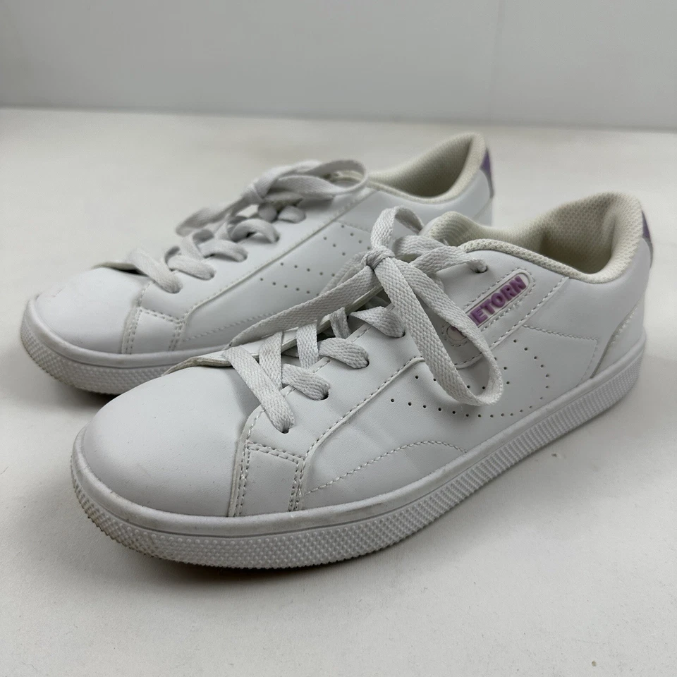 Zapato Deportivo TRETORN Center Court Blanco Púrpura Para Mujer Talla 8M PU Parte Superior Baja Con Cordones Foto 2 de 4