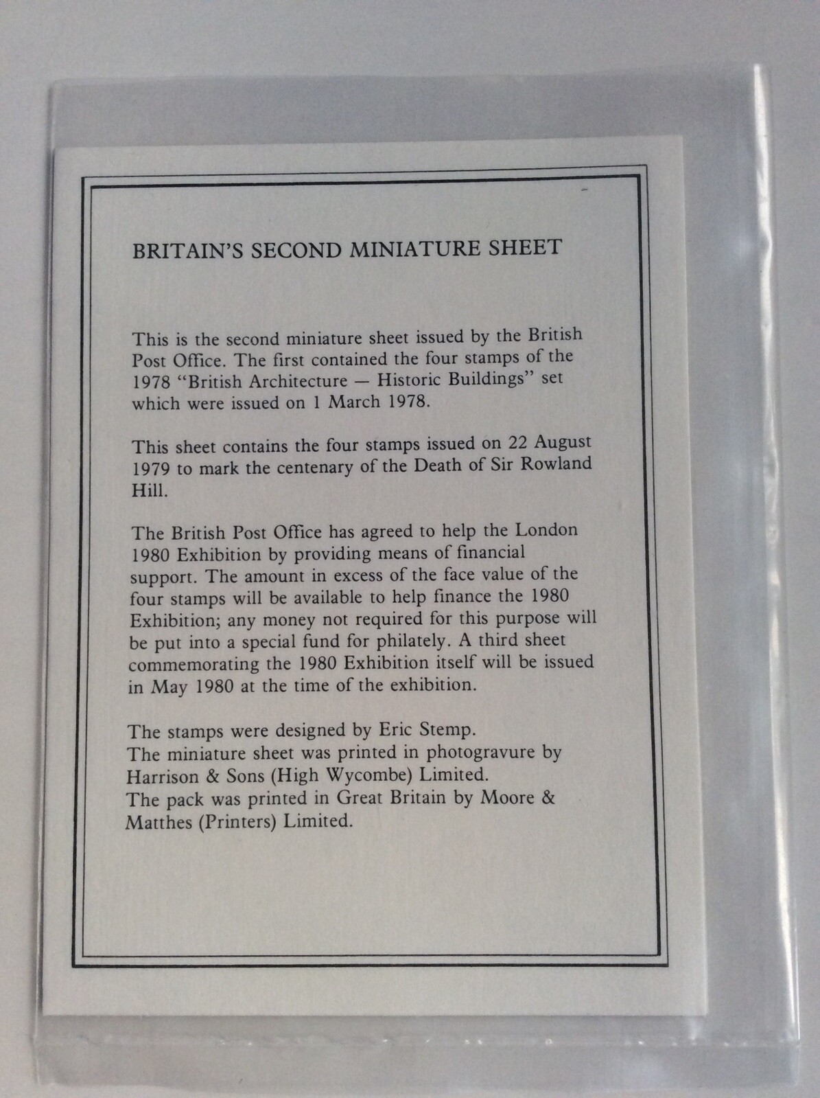 British Post Office Second Miniature Sheet International Exhibition