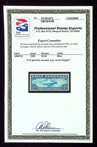 Scott# C15 1930 $2.60 Graf Zeppelin Airmail MNH w/PSE Cert - Picture 3 of 8
