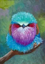 Baby bird original 5"x7" Framed oil painting on canvas wall art home decor