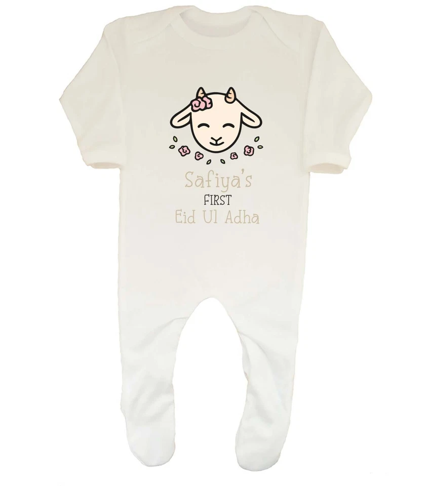 BABY ORIGINALS Personalisierter erster Eid Ul Adha Anlass Baby mitwachsender Schlafanzug Jungen Mädchen Geschenk