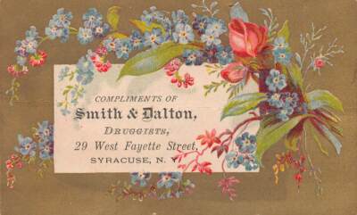 ANTIQUE CALLING CARD~SMITH & DALTON~DRUGGISTS~SYRACUSE NY