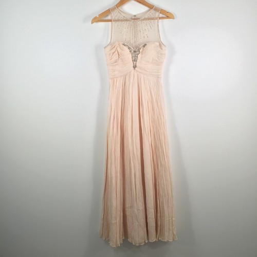pink beaded formal maxi gown zip 