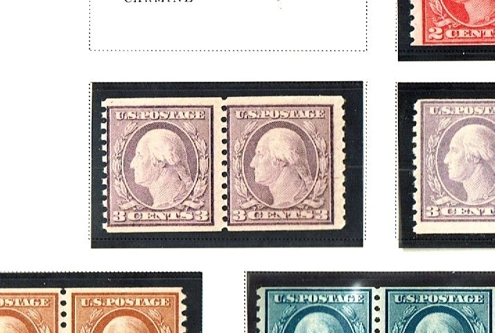 1916-22 U.S. ROTARY COIL & LINE PAIRS P/SET p.10v Unwkm Sc#490- M/NH/H/OG - Image 2 of 3