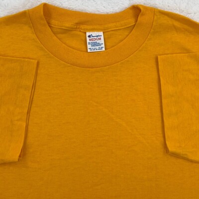 vintage 80s BLANK CHAMPION T-Shirt SMALL Dark Yellow single stitch