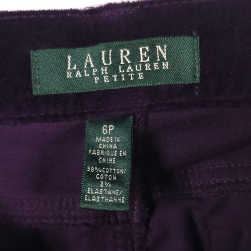 LAUREN RALPH LAUREN PETITE Purple Velvet Pants Size 6P - Picture 2 of 10