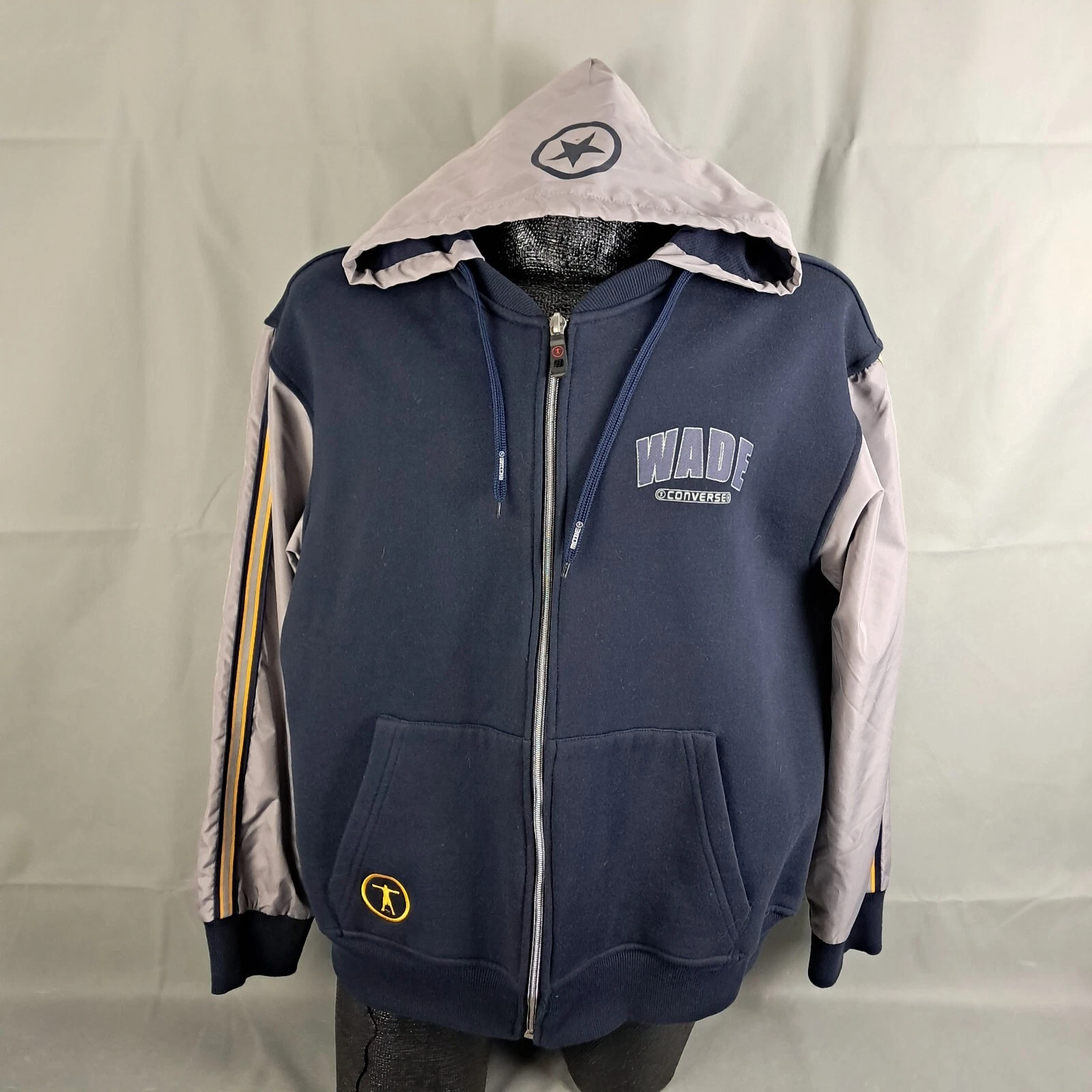 Converse Dwyane Wade Letterman Jacket Size Large Men Varsity Full Zip NBA Hoodie