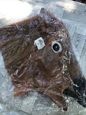 Horse Head Mask Latex Animal Cosplay Halloween Party Adult Costume Fancy Dress
