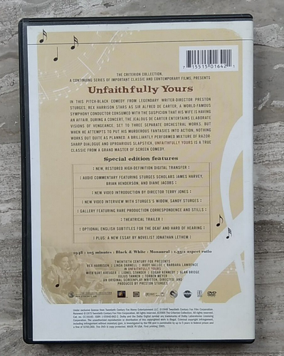 Unfaithfully Yours 1948 Criterion Collection #292 R1 DVD Preston Sturges - Picture 2 of 3