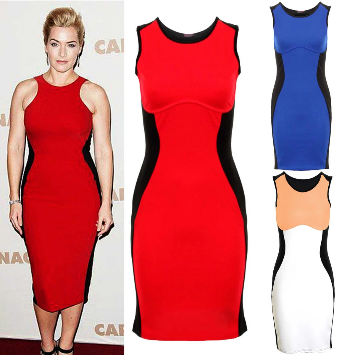 Femme C l brit Towie Illusion Optique Slim Effet Contraste Moulant Femmes Robe