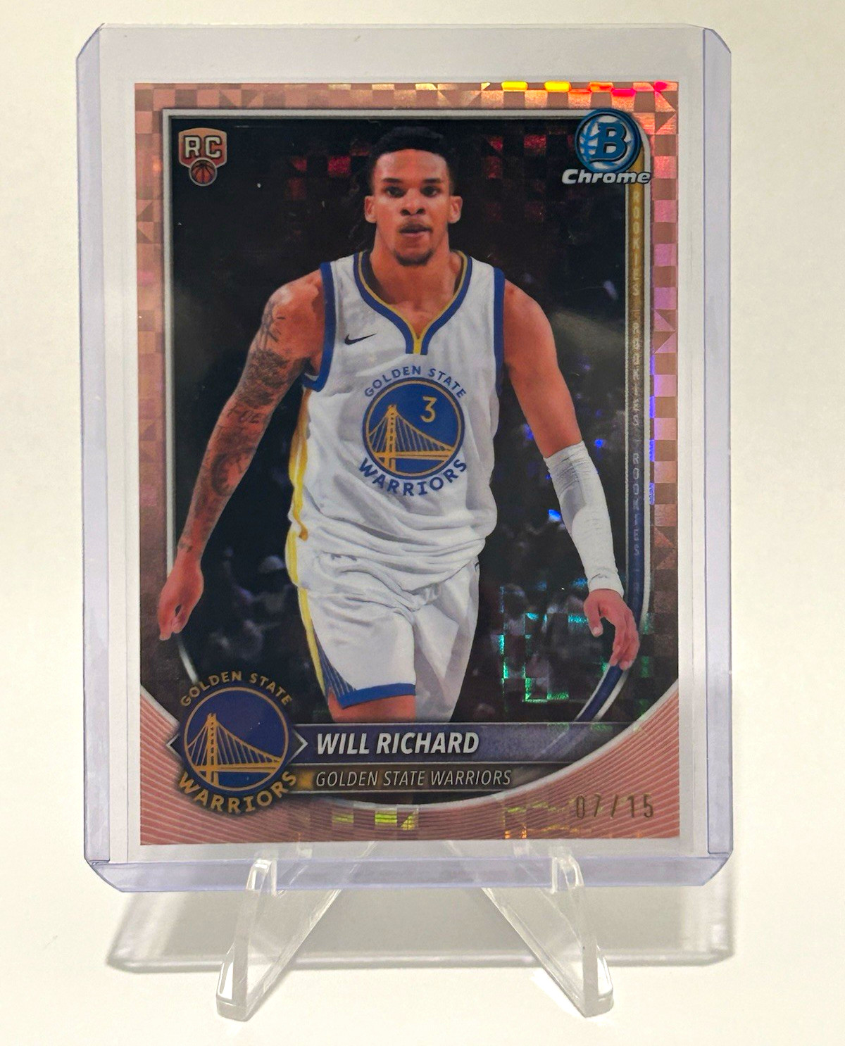 Topps 2025-26 Bowman Chrome Will Richard Warriors RC X-Fractor /15