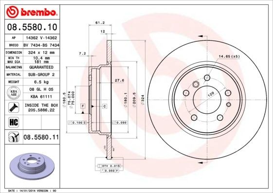 2X Bremsscheibe Hinten Brembo 08558011 FÜR BMW Bremsscheiben Scheibenbremse-image