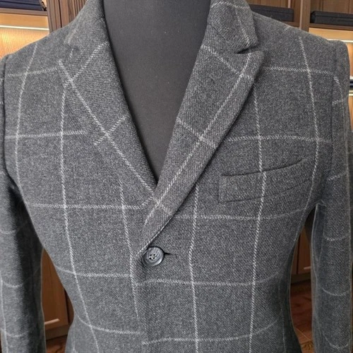 Bonobos Wool Overcoat 38r Slim Fit Half Belted Windowpane image 3