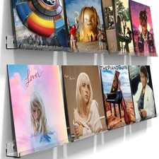 8 Pack Vinyl Record Shelf Wall Mount 12 inch Clear Acrylic Shelves Holder Album