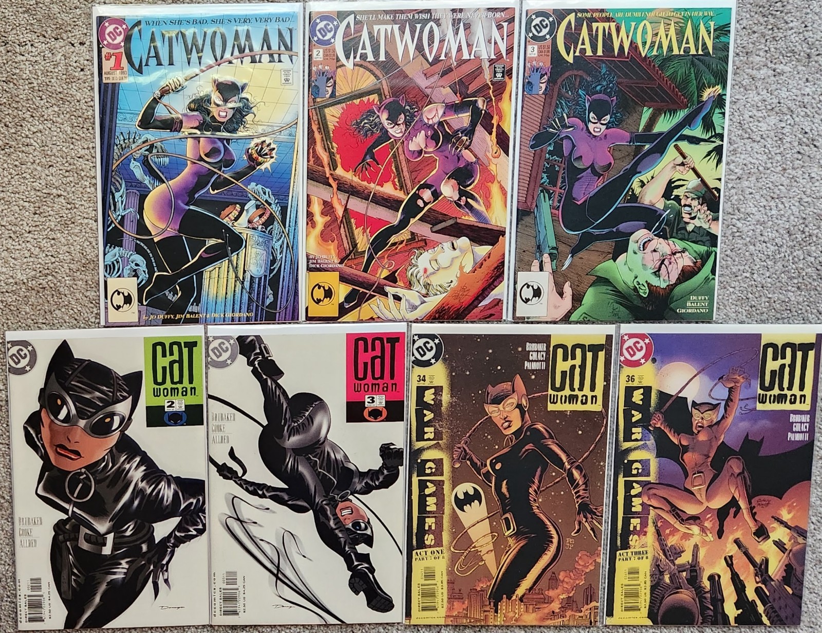 Catwoman lot: 1-3 1993, 2, 3, 34, 36 2002 Brubaker DC Comics