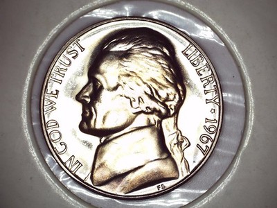 1967 5c doubled die reverse gem b.u. jefferson nickel #19