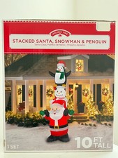 Holiday Time 10ft Lighted Santa, Snowman & Penguin Christmas Airblown Inflatable