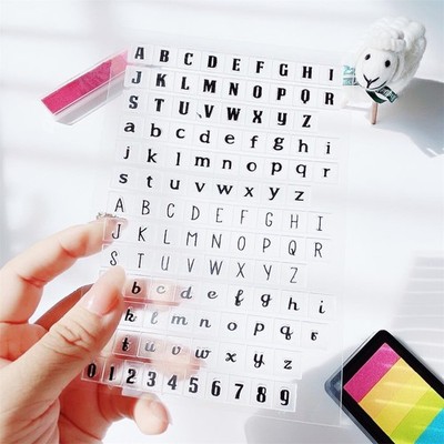 Capital Lowercase 26 Alphabet Clear Stamps Silicone Stamp Cards with Sentimen...